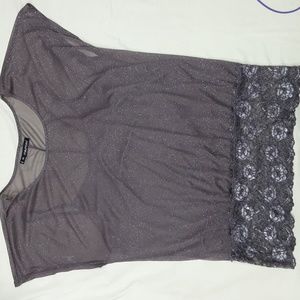Maurices Glittering Taupe & Silver Top Lace Hem Woman's Size 2
